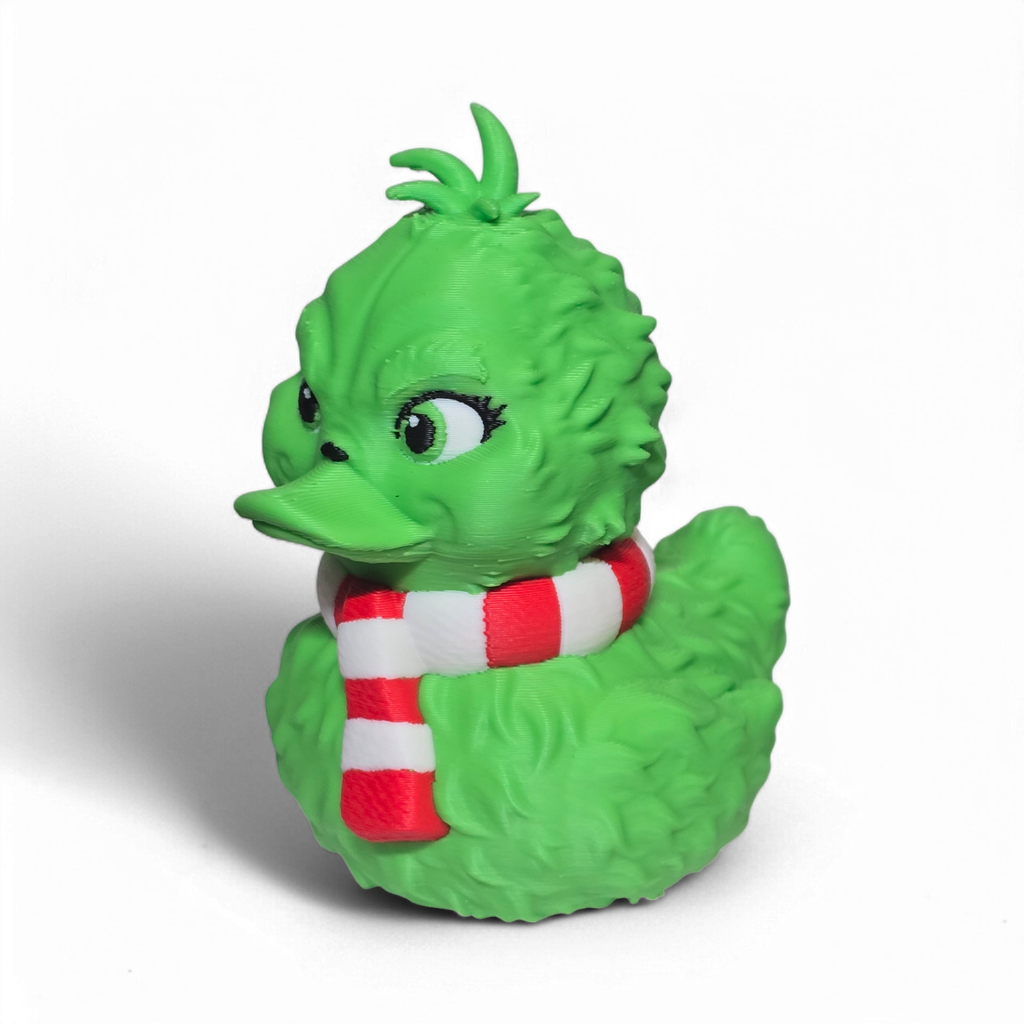 Grinchy Holiday Duck – 3D Printed Collectible Christmas Rubber Duck
