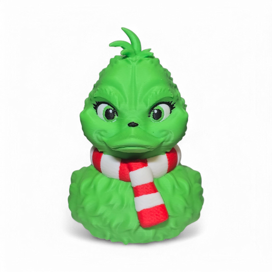 Grinchy Holiday Duck – 3D Printed Collectible Christmas Rubber Duck