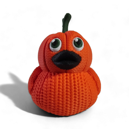 Knit Pumpkin Duck – 3D Printed Fall Collectible Figurine